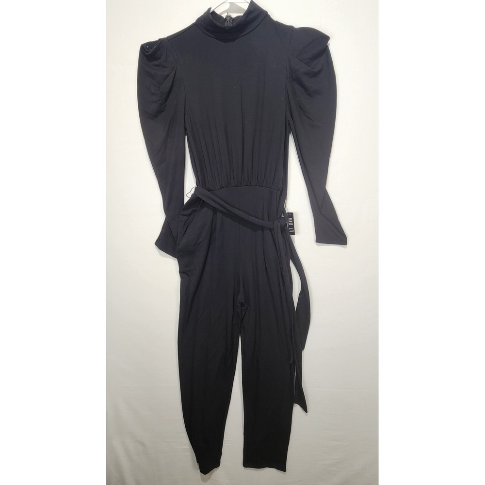 Express Women's‎ Dressy Preppy Minimalist Belted Jumpsuit Black Size S